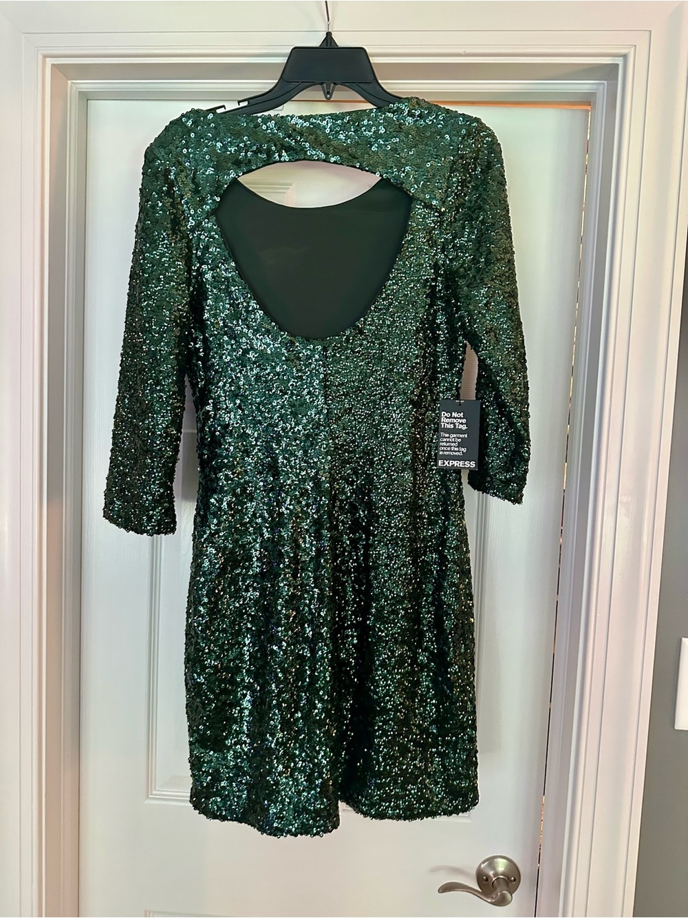 Express Emerald Green Sequin Mini Dress - Picture 2 of 4
